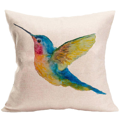 Funda de Almohada de Lino con Diseño de Pájaro Arcoíris - Image 6