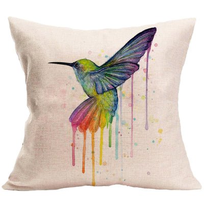 Funda de Almohada de Lino con Diseño de Pájaro Arcoíris - Image 9