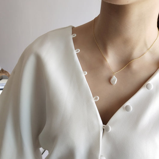 Collar de Plata 925 con Perla Barroca Dorada - Diseño Elegante - Image 7