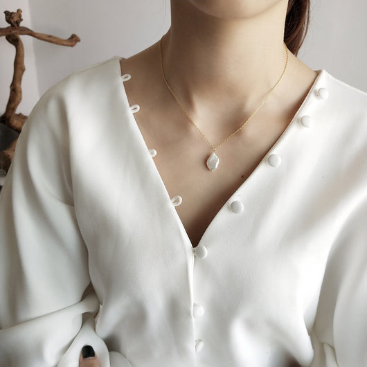 Collar de Plata 925 con Perla Barroca Dorada - Diseño Elegante - Image 8