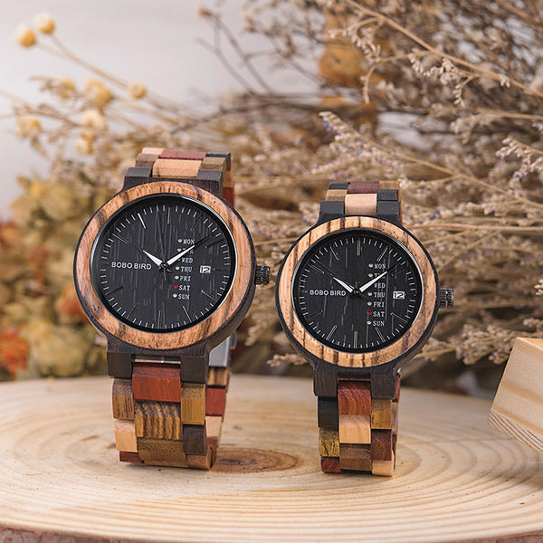 Reloj de Cuarzo Retro de Madera para Parejas Estudiantes