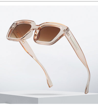 Square fashionable anti-ultraviolet sunglasses with a translucent brown frame and dark brown lenses. - Image 13