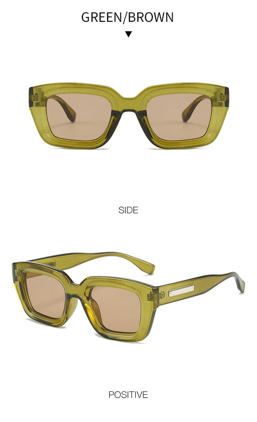 Square fashionable anti-ultraviolet sunglasses with a translucent brown frame and dark brown lenses. - Image 20