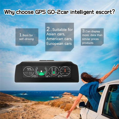 Monitor HUD GPS Universal para Auto - Velocidad, Brújula y Gradiente