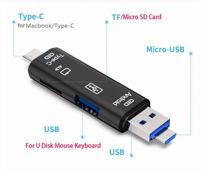 Adaptador OTG Hub USB-C y Micro USB con Lector de Tarjetas TF - Image 2