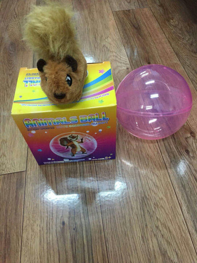Plush white mouse toy with pink ears and black features, encased in a clear plastic ball with a pink tint. - Image 7
