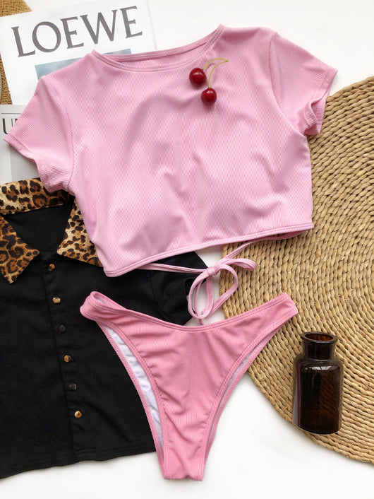 Bikini Sólido Espalda Descubierta - Traje de Baño Moderno - Image 10