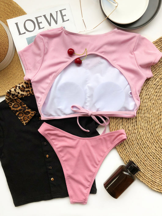 Bikini Sólido Espalda Descubierta - Traje de Baño Moderno - Image 11