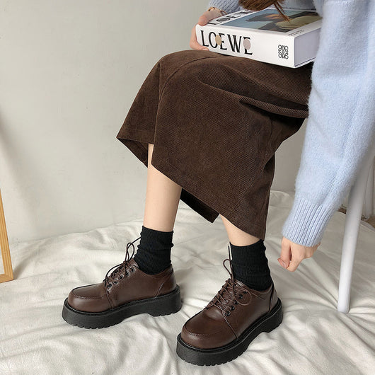 Zapatos Retro Británicos con Tacón Grueso y Puntera Redonda - Image 3