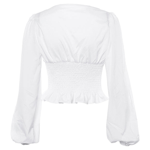 Blusa Larga de Gasa con Cuello Cuadrado - Diseño Minimalista y Elegante