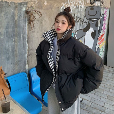 Abrigo Acolchado Cuadros Retro para Mujer - Estilo Clásico Invierno - Image 2