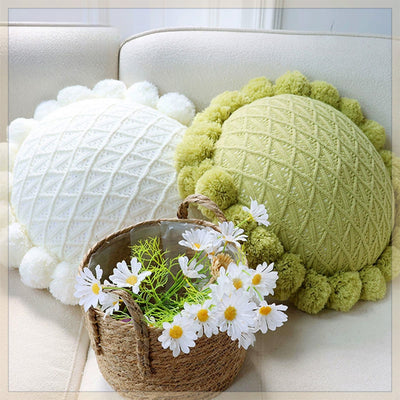 Funda de Cojín Tejido Verde Menta con Borlas - Almohada Decorativa Moderna para Sofá y Cama - Image 3