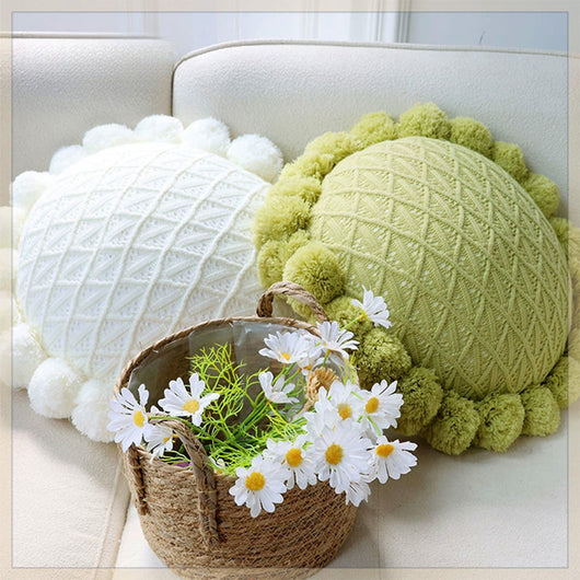 Funda de Cojín Tejido Verde Menta con Borlas - Almohada Decorativa Moderna para Sofá y Cama - Image 3