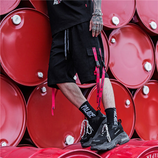 Shorts Deportivos Retro Japonés Estilo Tooling Colores Sólidos