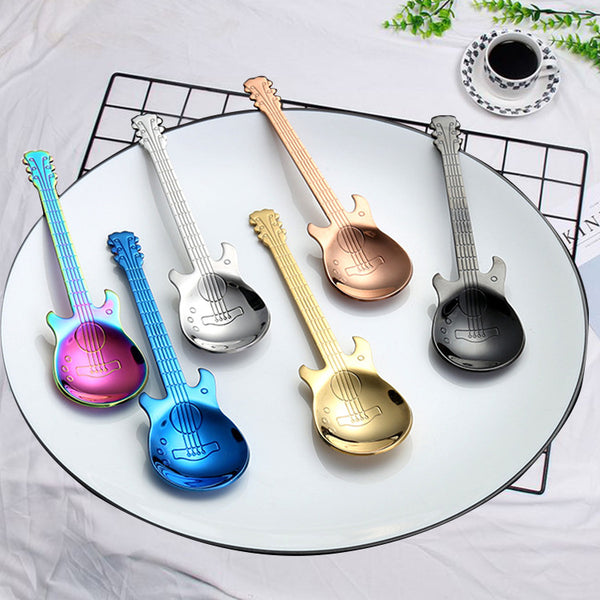 Juego de Cucharas Guitarra Acero Inoxidable para Café, Postre y Té