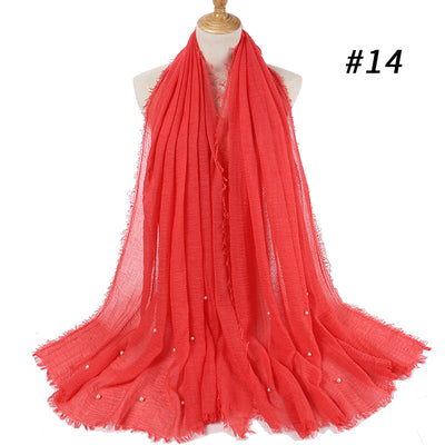 Pañuelo de Algodón y Lino Arrugado Monocromático - Image 24