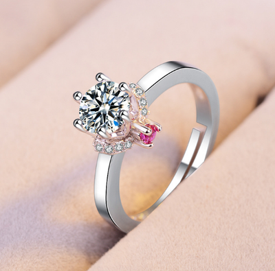 Anillo de Diamante Solitario con Seis Garras - Oro Blanco 18K