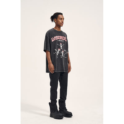 Camiseta Oversized Vintage Estampado Hueso Lavado para Hombre - Image 11