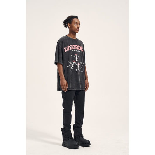 Camiseta Oversized Vintage Estampado Hueso Lavado para Hombre - Image 11