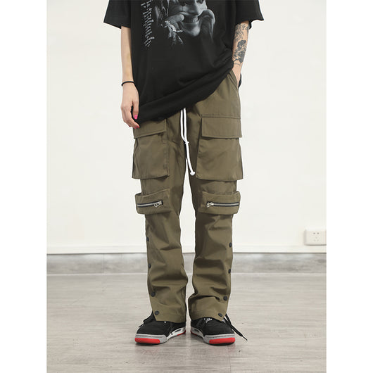 Pantalón Holgado de Color Sólido con Múltiples Bolsillos - Image 6