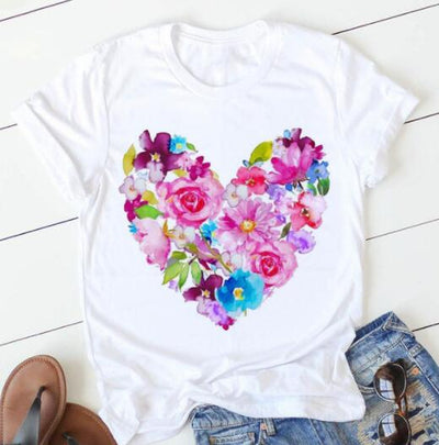 Playera Estampado Flores Love Manga Corta - Image 15