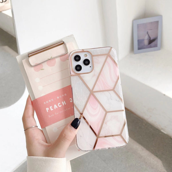 Funda Mármol con Acabado Electrochapado para Celular