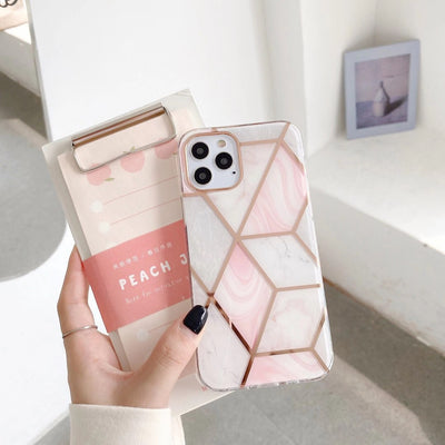 Funda Mármol con Acabado Electrochapado para Celular