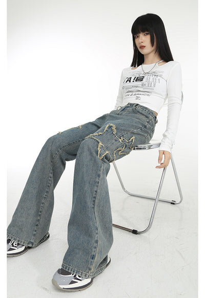 Jeans Talle Alto Primavera con Cintura Drapeada y Corte Recto Acampanado - Image 14
