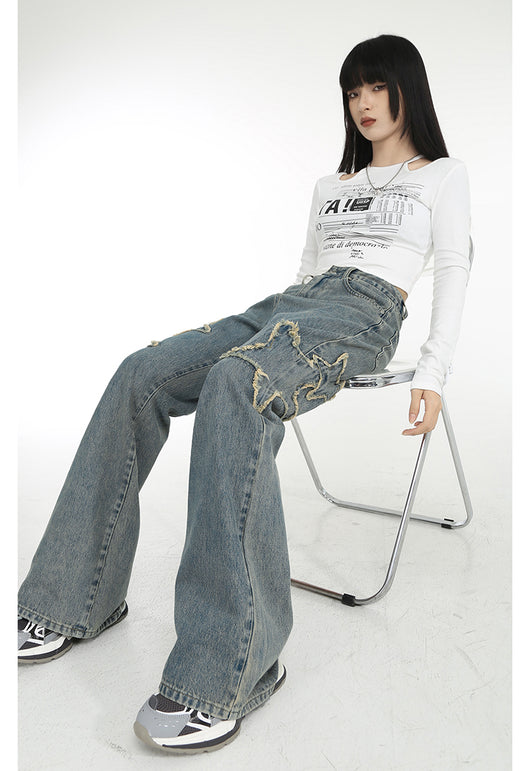 Jeans Talle Alto Primavera con Cintura Drapeada y Corte Recto Acampanado - Image 14