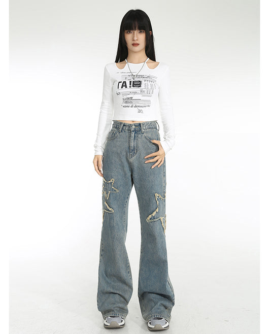 Jeans Talle Alto Primavera con Cintura Drapeada y Corte Recto Acampanado - Image 23