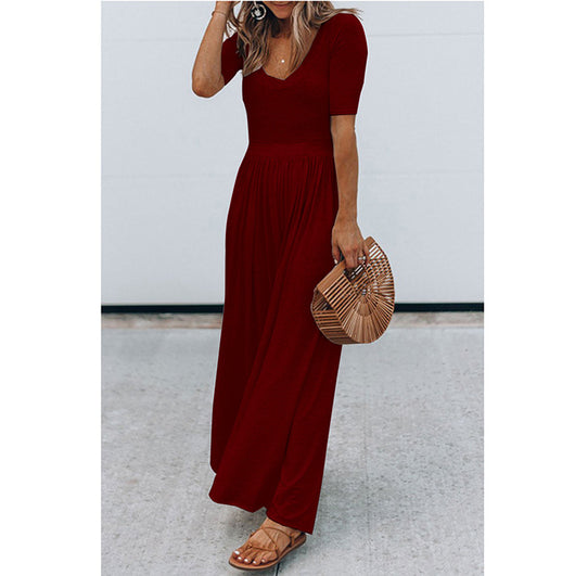 Enterizo Largo de Manga Corta y Cuello Redondo - Image 36