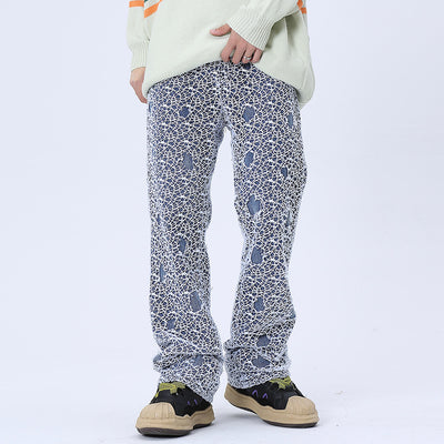 Pantalones Vaqueros Rotos con Detalles de Malla para Hombre - Image 6