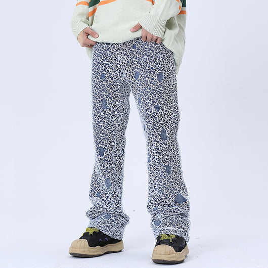 Pantalones Vaqueros Rotos con Detalles de Malla para Hombre - Image 7