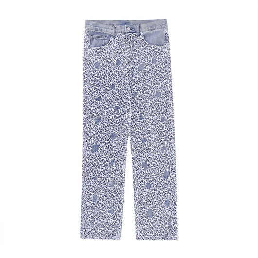 Pantalones Vaqueros Rotos con Detalles de Malla para Hombre - Image 9