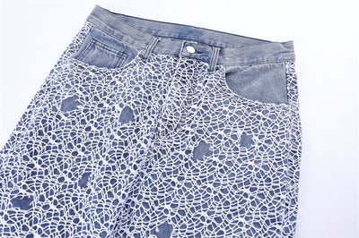 Pantalones Vaqueros Rotos con Detalles de Malla para Hombre - Image 11