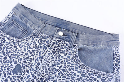 Pantalones Vaqueros Rotos con Detalles de Malla para Hombre - Image 12