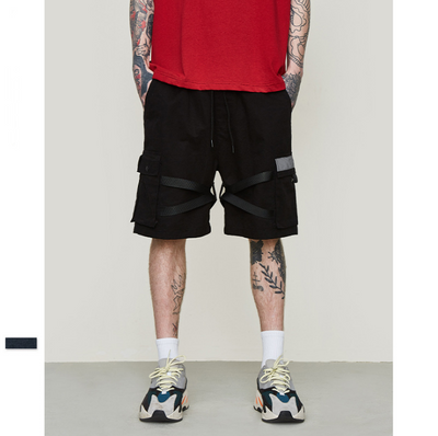 Pantalones Cortos Cargo Reflectantes con Cintas Decorativas para Hombre