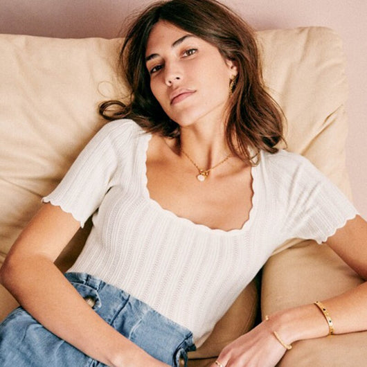 Blusa Tejida con Cuello de Pétalos y Manga Corta - Image 10