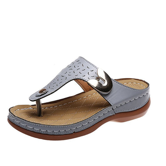 Sandalias Cómodas con Cuña y Hebilla Metálica Hueca para Mujer - Image 18