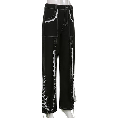 Pantalón Denim Ancho con Costuras y Encaje - Lavado Moderno - Image 13