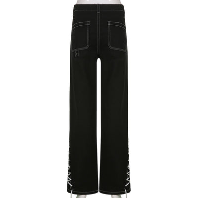 Pantalón Denim Ancho con Costuras y Encaje - Lavado Moderno - Image 15