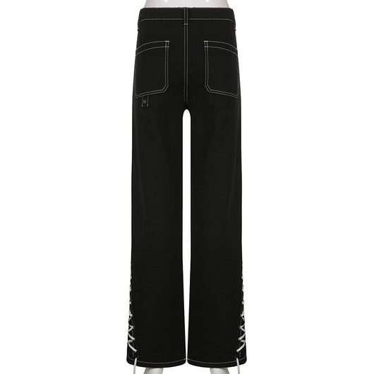 Pantalón Denim Ancho con Costuras y Encaje - Lavado Moderno - Image 15