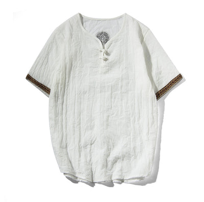 Camiseta de Lino y Algodón con Bordado Chino - Talla Grande Hombre - Image 13