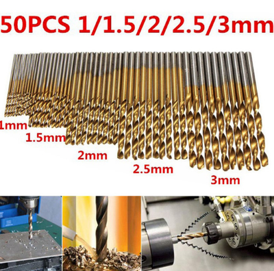 Juego de 50 Brocas HSS Recubiertas de Titanio para Taladro Manual