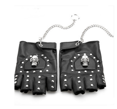 Guantes Fingerless con Cadeneta de Calavera y Tachuelas Metálicas - Estilo Ciclismo Rock Gótico Punk - Image 5