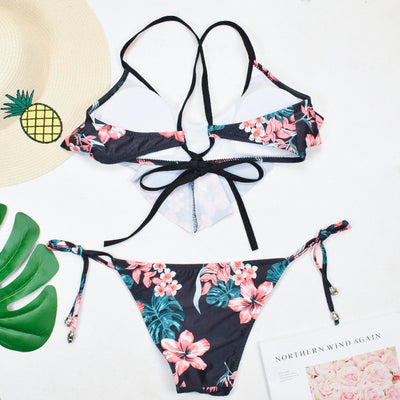Bikini Bohemio Estampado de Hojas con Corte Asimétrico - Image 7