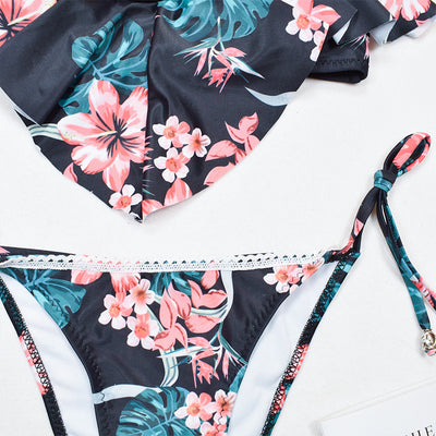 Bikini Bohemio Estampado de Hojas con Corte Asimétrico - Image 6