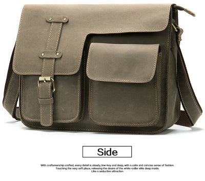 Bolsa Bandolera de Cuero Crazy Horse Estilo Retro para Hombre - Image 8