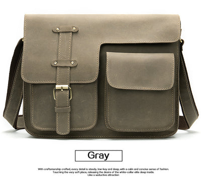 Bolsa Bandolera de Cuero Crazy Horse Estilo Retro para Hombre - Image 7
