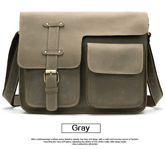 Bolsa Bandolera de Cuero Crazy Horse Estilo Retro para Hombre - Image 7